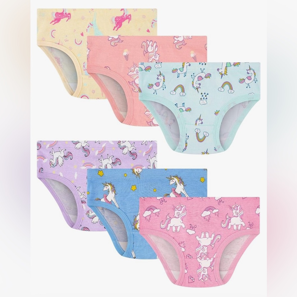 JAHSIYI 100% Cotton Girls Underwear Tagless Comfort Toddler Panties (6pk) Sz 6